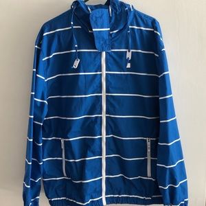 ECKO UNLTD blue white striped nautical jacket XL